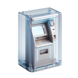 an atm machine on a white background