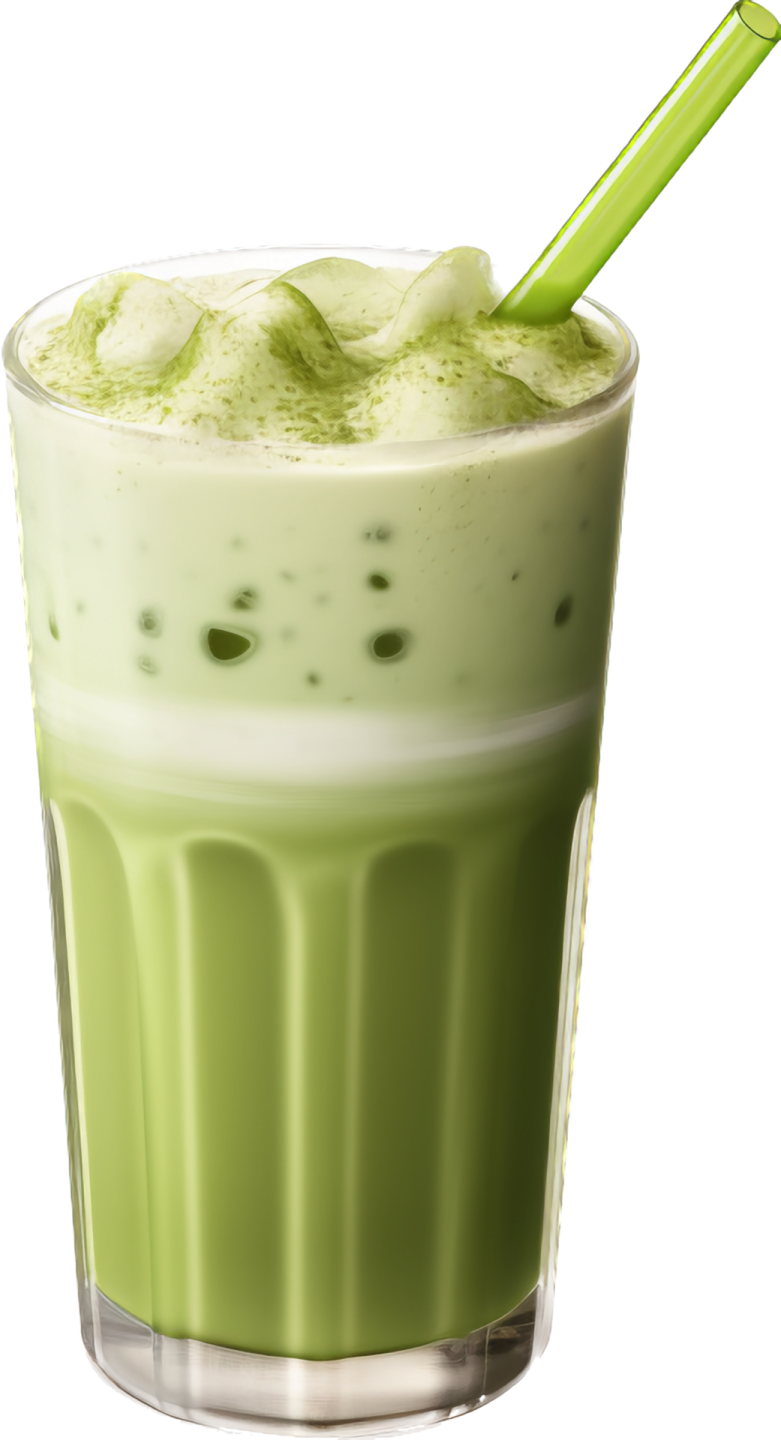 a green drink with a straw in it