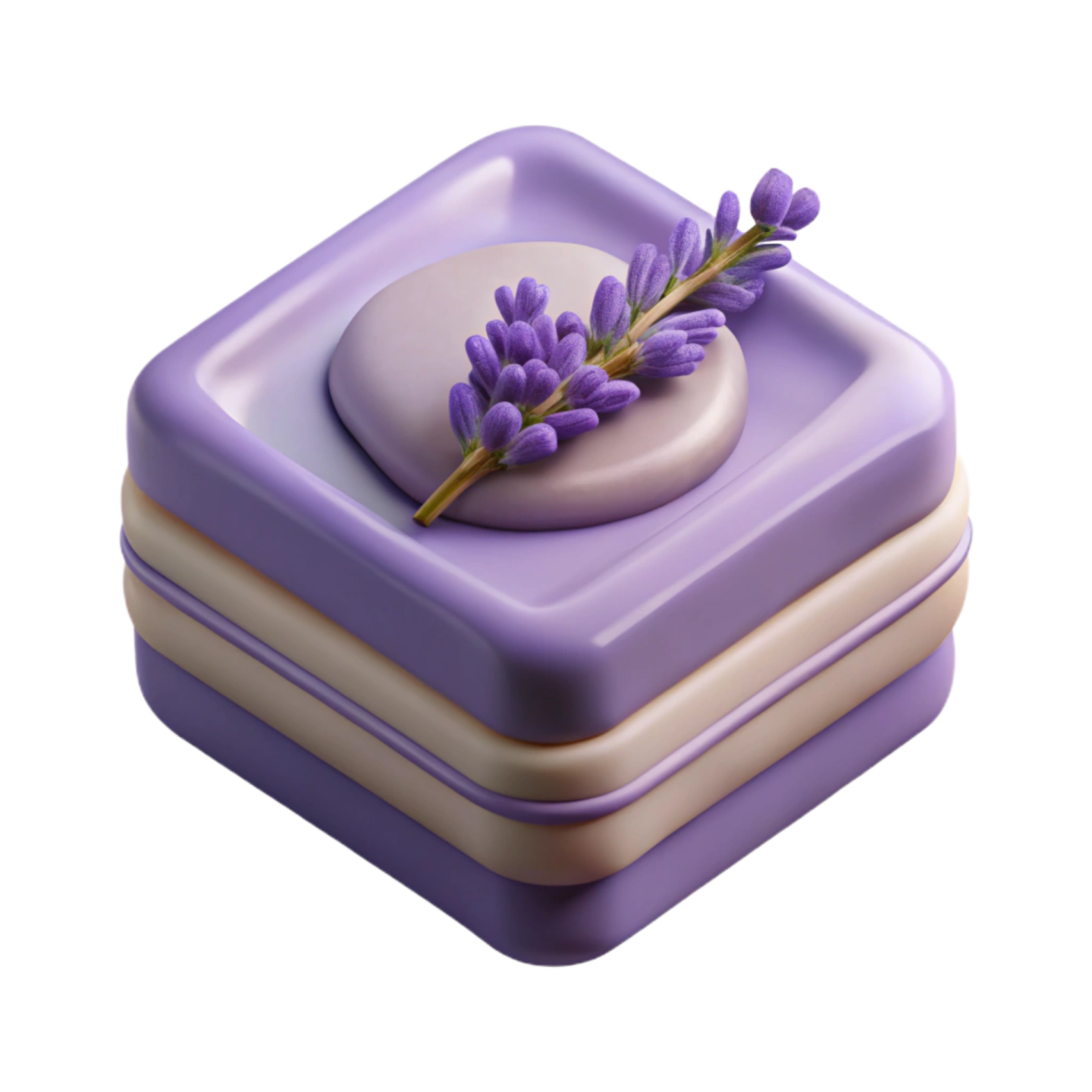a small purple box with lavenders on top