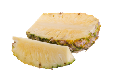 a piece of pineapple on a white background