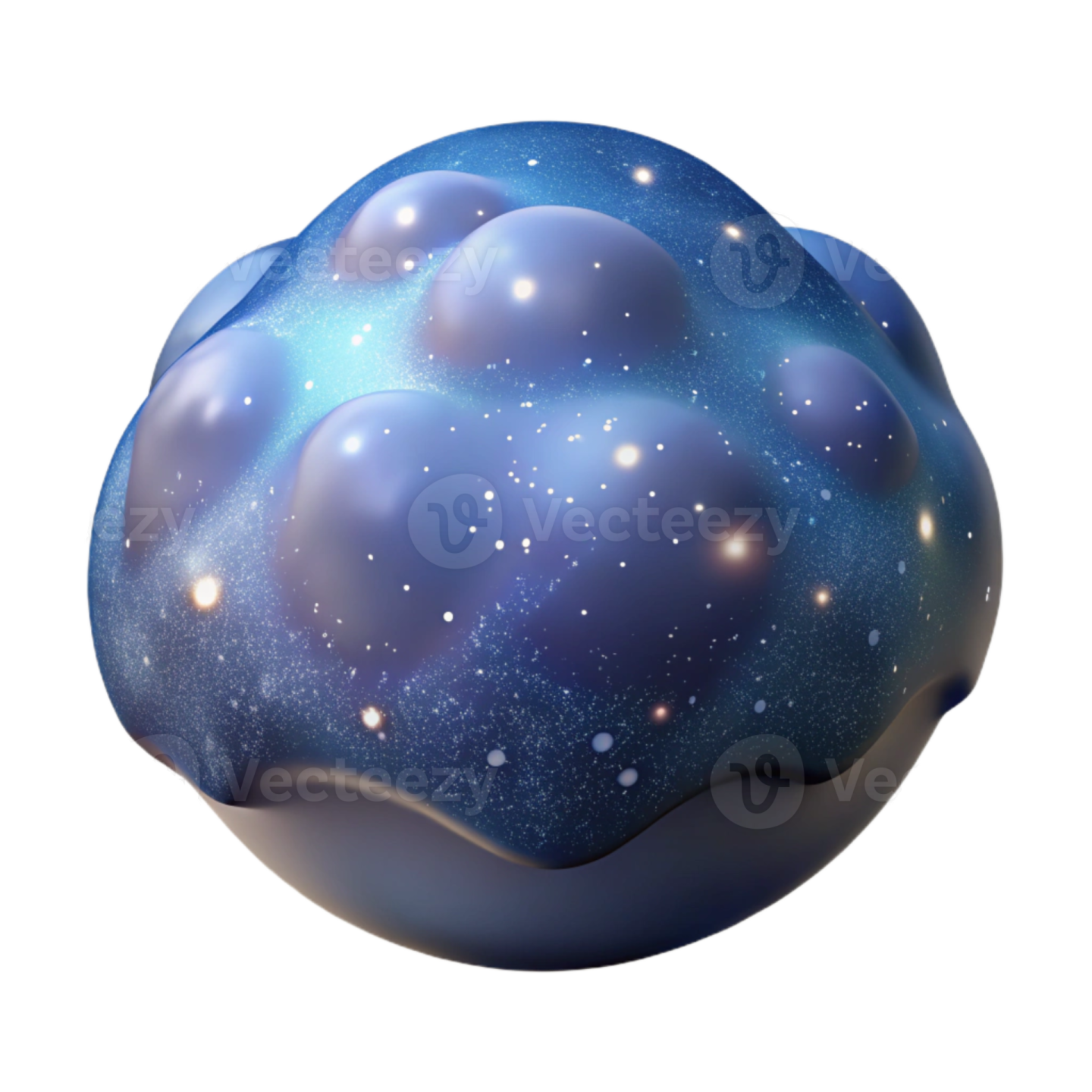 a blue sphere with stars on it