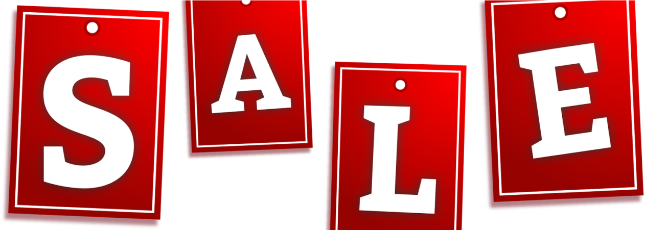 a red sale banner with the word sale on it