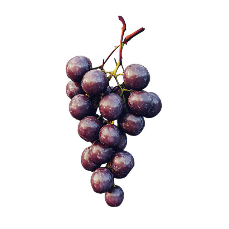 a bunch of grapes on a white background