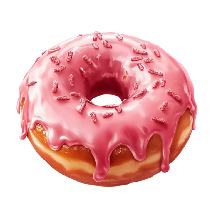 a donut with pink icing on it