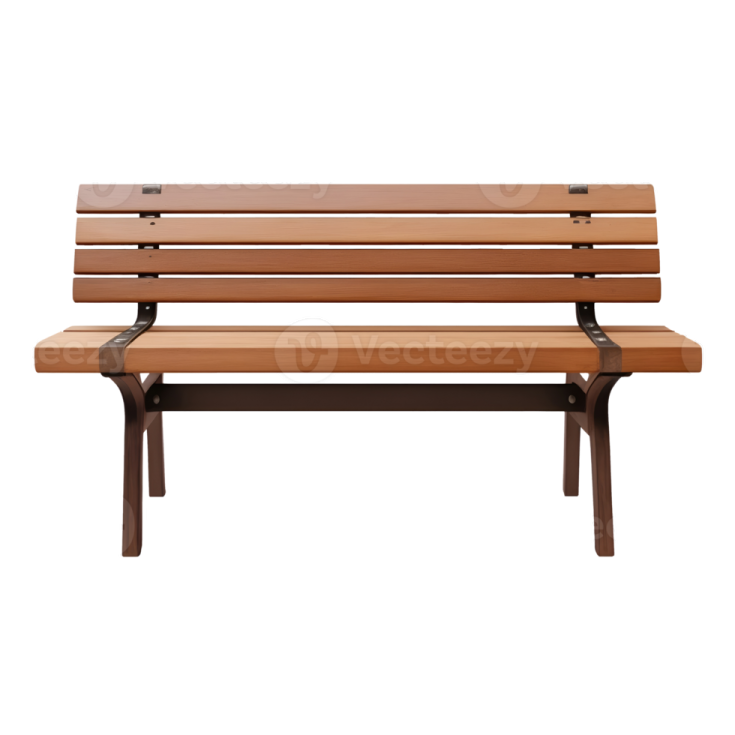 a wooden bench on a white background