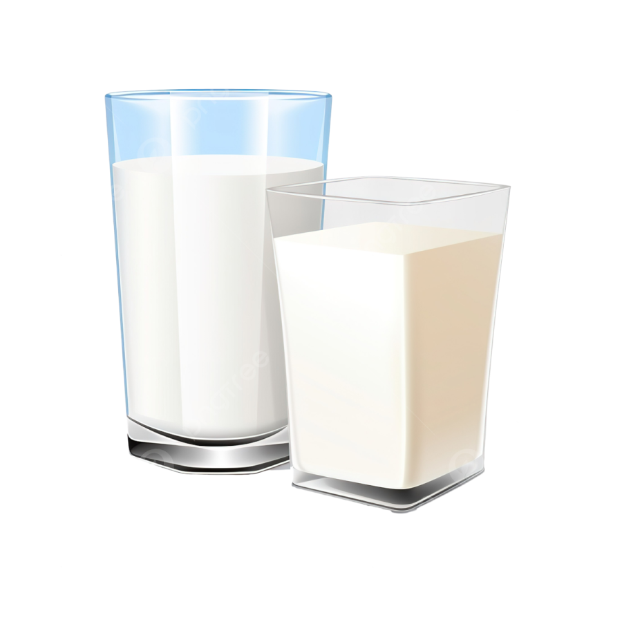 two glasses of milk and a glass with milk
