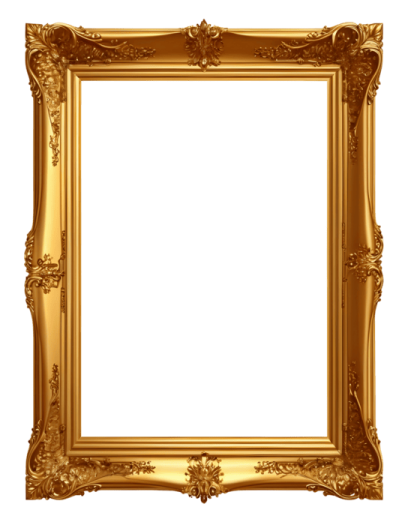 a gold frame with a white background