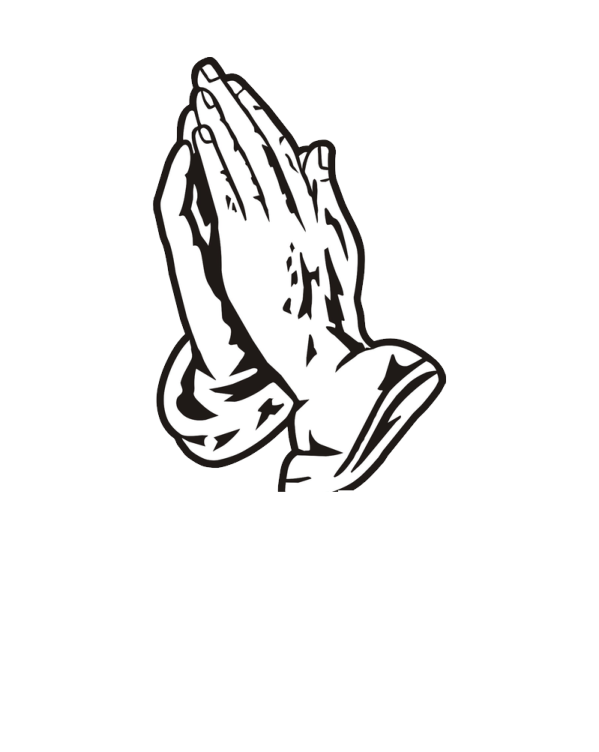 a black and white drawing of a praying hands