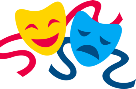 two masks, one with a smile and the other with an open mouth