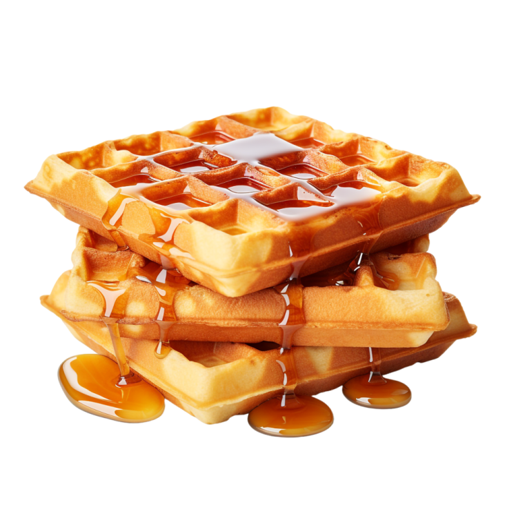 a stack of was with syrup on top