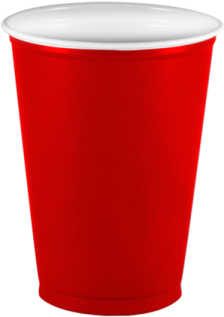 a red cup on a white background