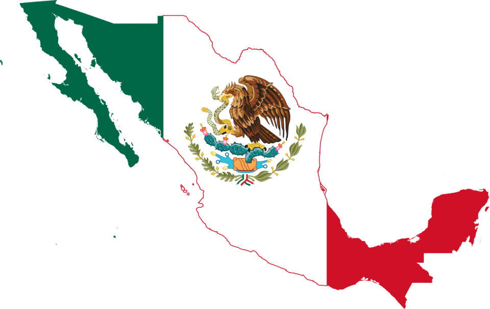 a map with the flag of mexico