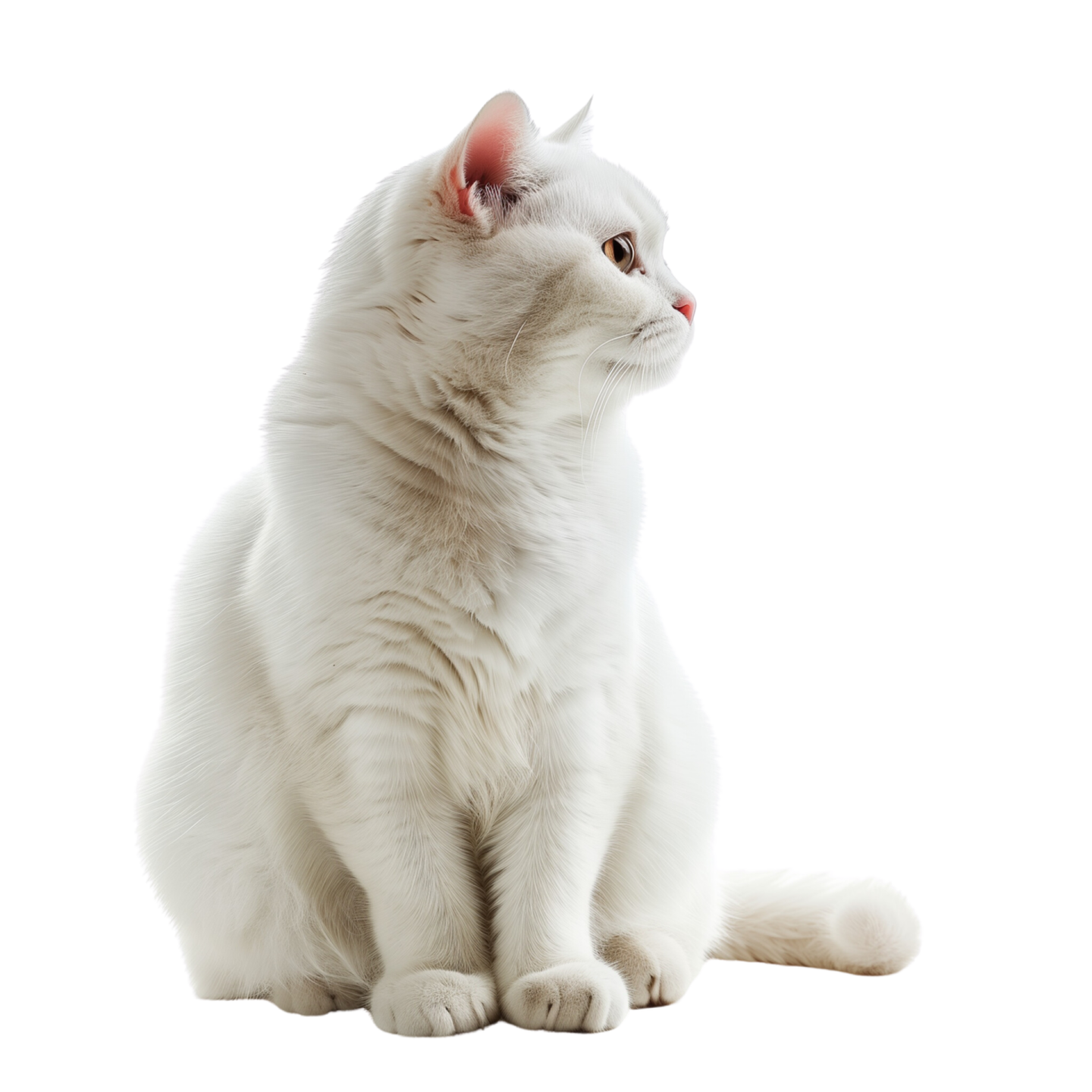 a white cat sitting and looking up