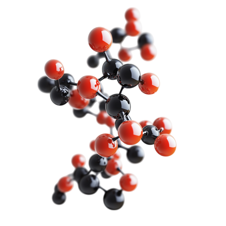 an image of some black and red spheres