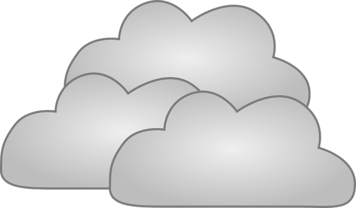three gray clouds on a white background