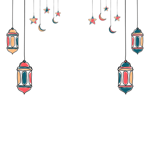 three colorful lanterns hanging from the ceiling