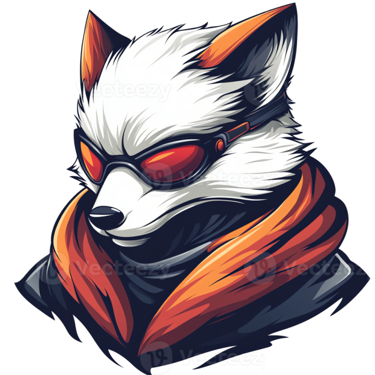 a fox wearing a scarf
