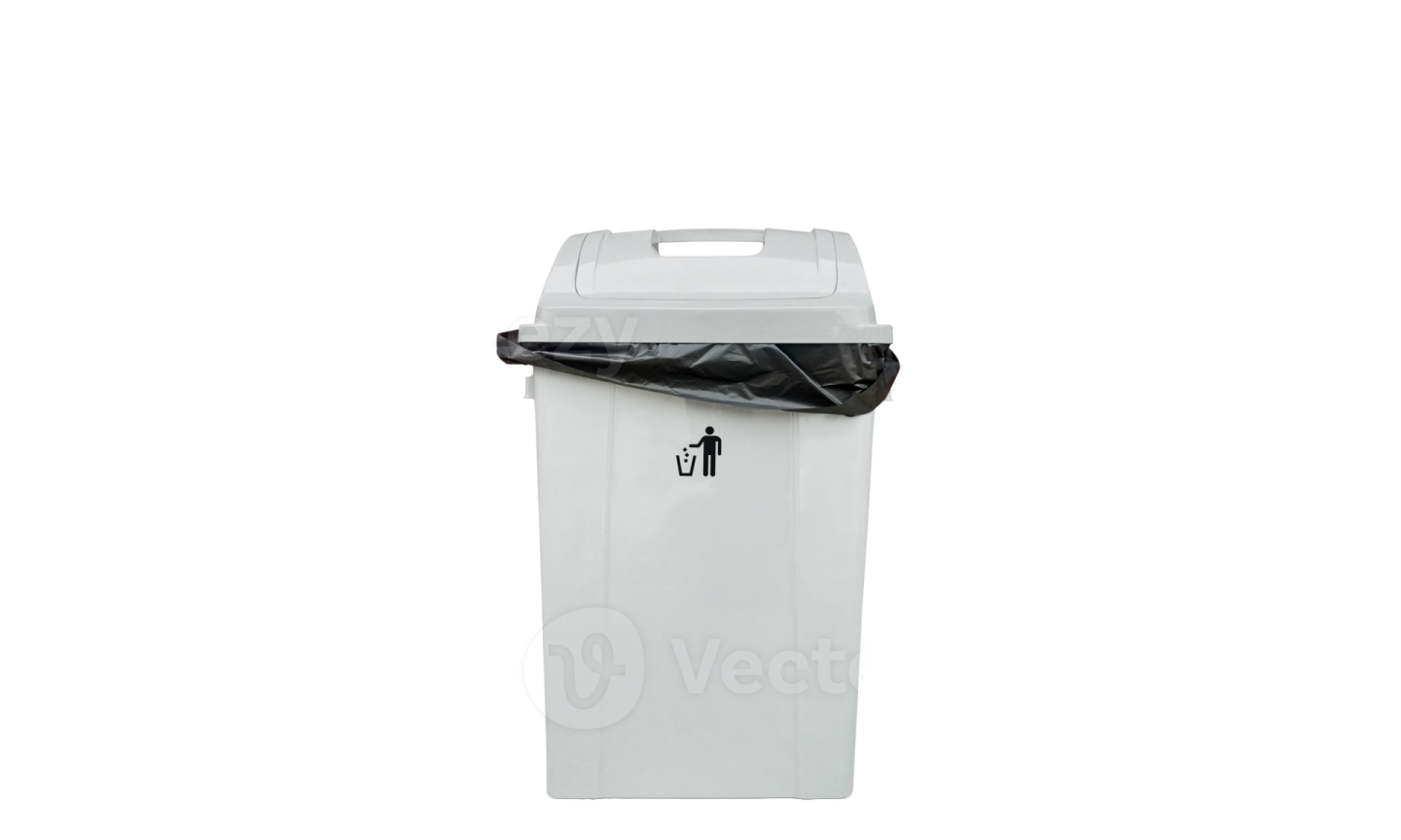 a white trash can with the lid open