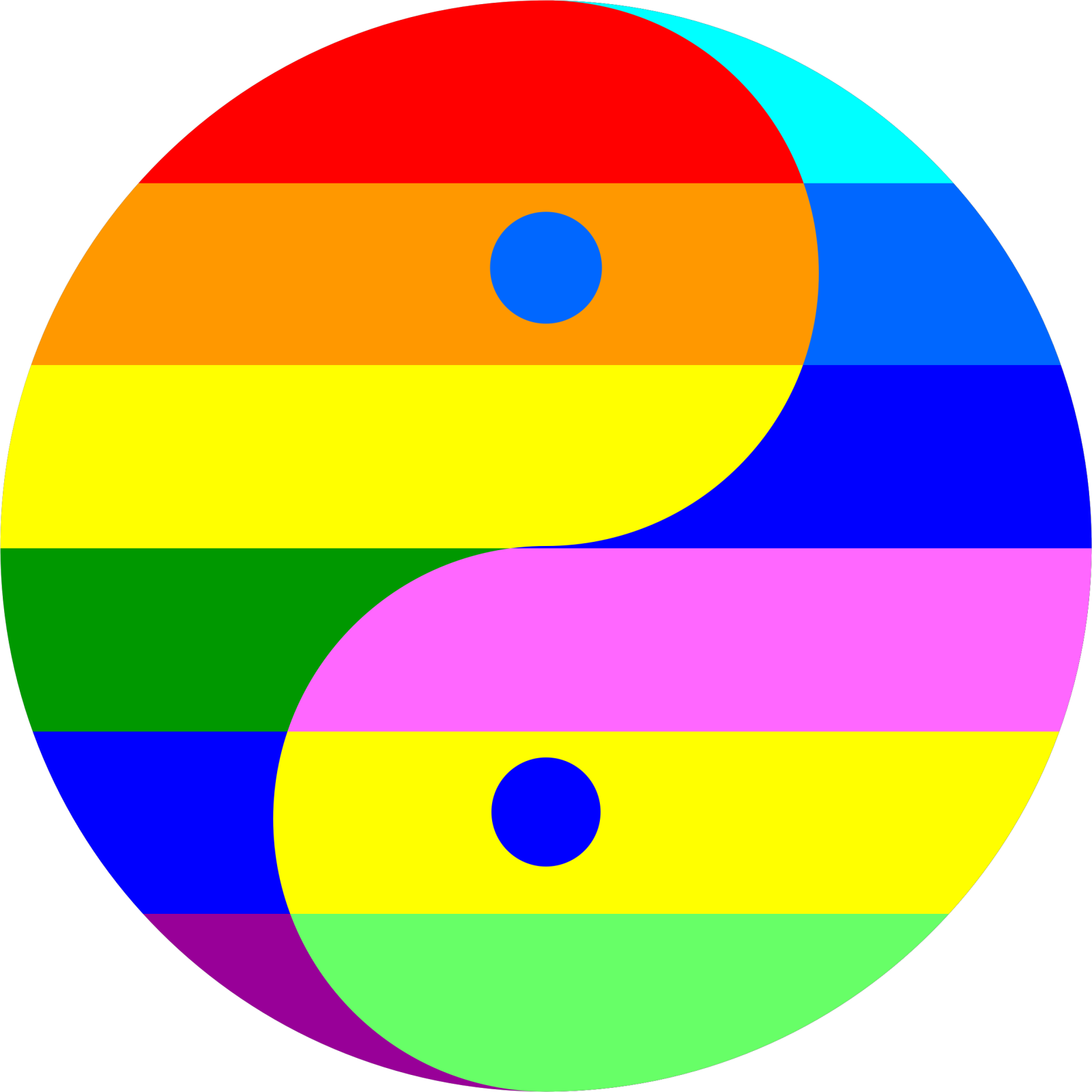 the yin symbol in rainbow colors