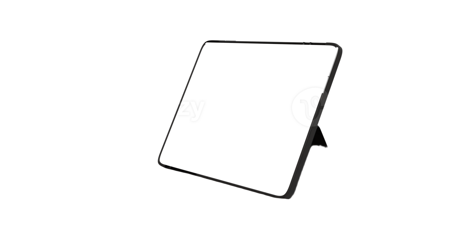 a black tablet stand with a white background