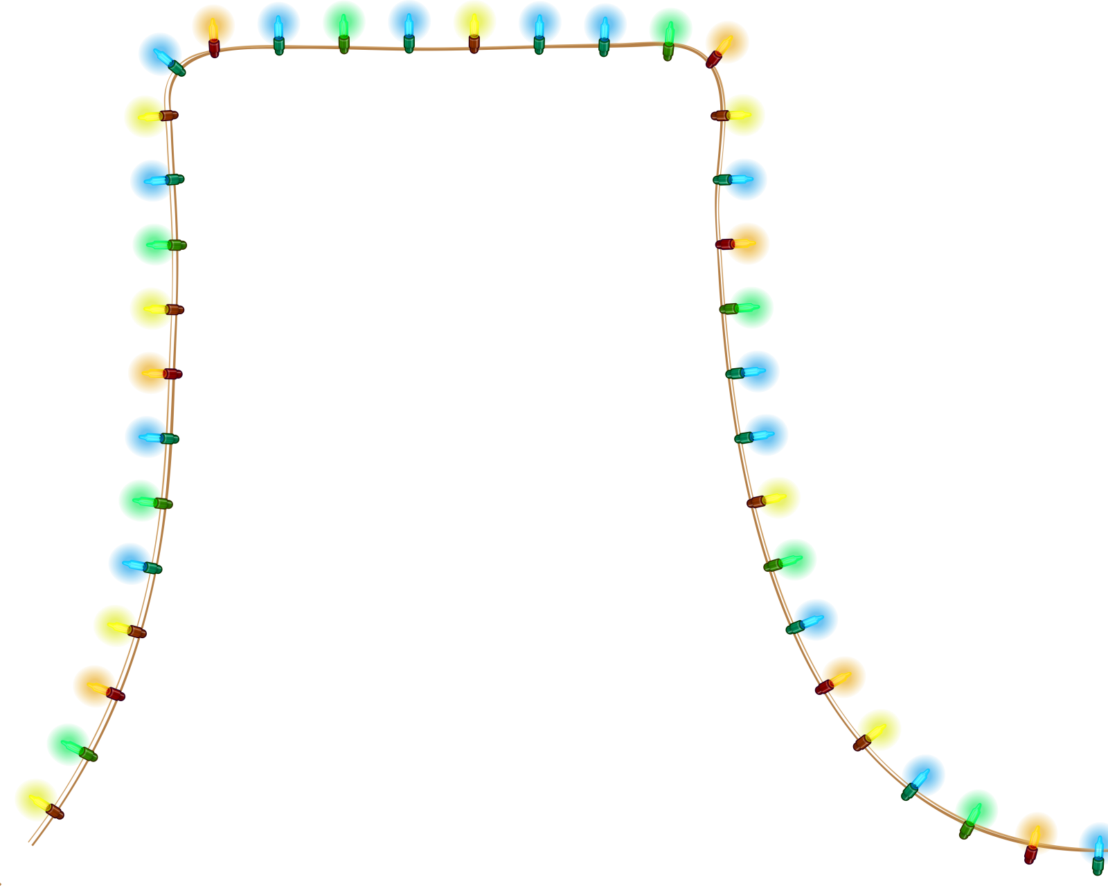 a string of christmas lights on a white background