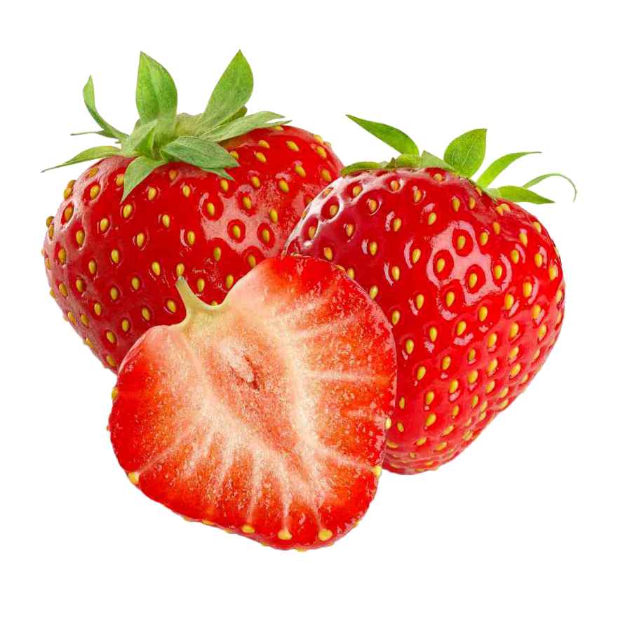 two strawberries on a white background