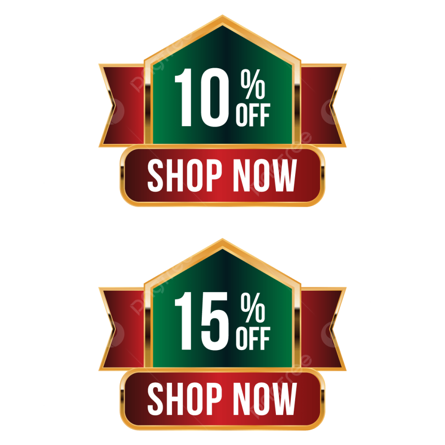 a set of 10 % off and 15 percent off labels