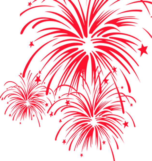 a red and white fireworks clipart