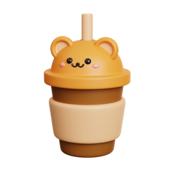 a cup with a bear face on it