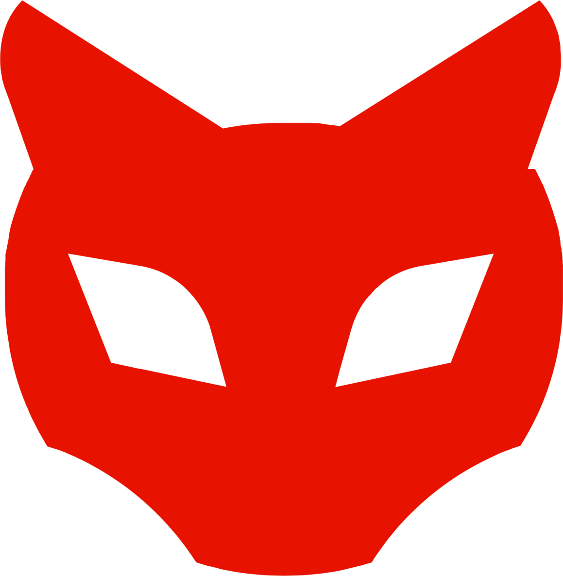 a red fox head on a white background