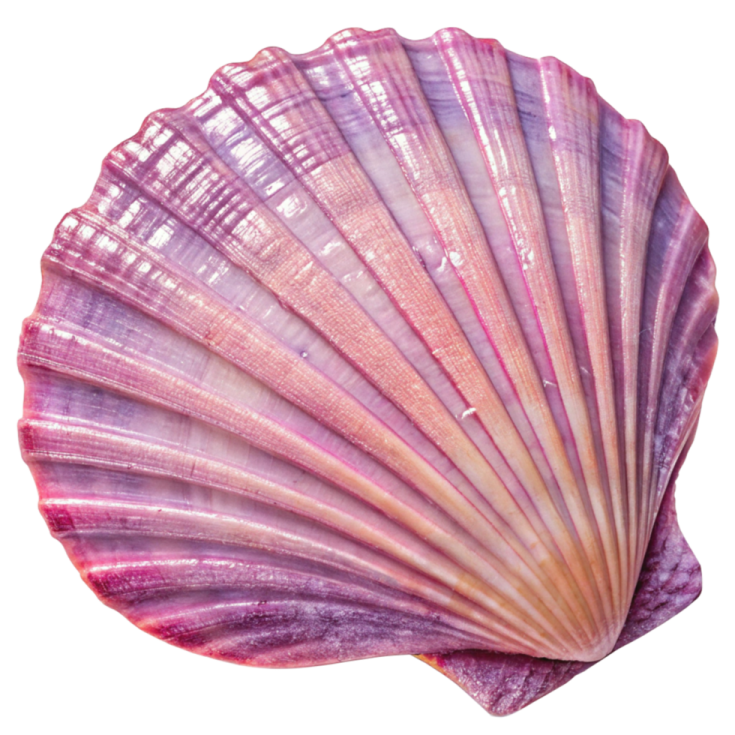 a pink shell on a white background