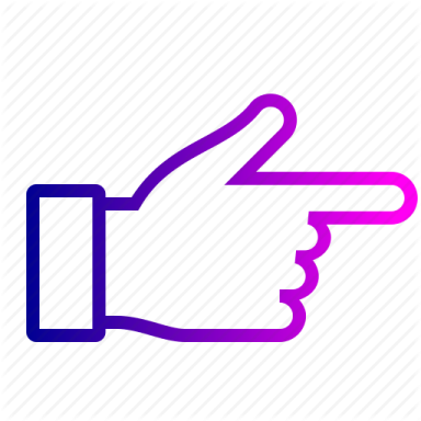 a hand pointing to the right icon