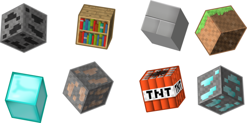 a bunch of minecraft items