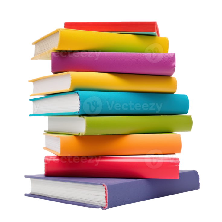 a stack of books on a white background