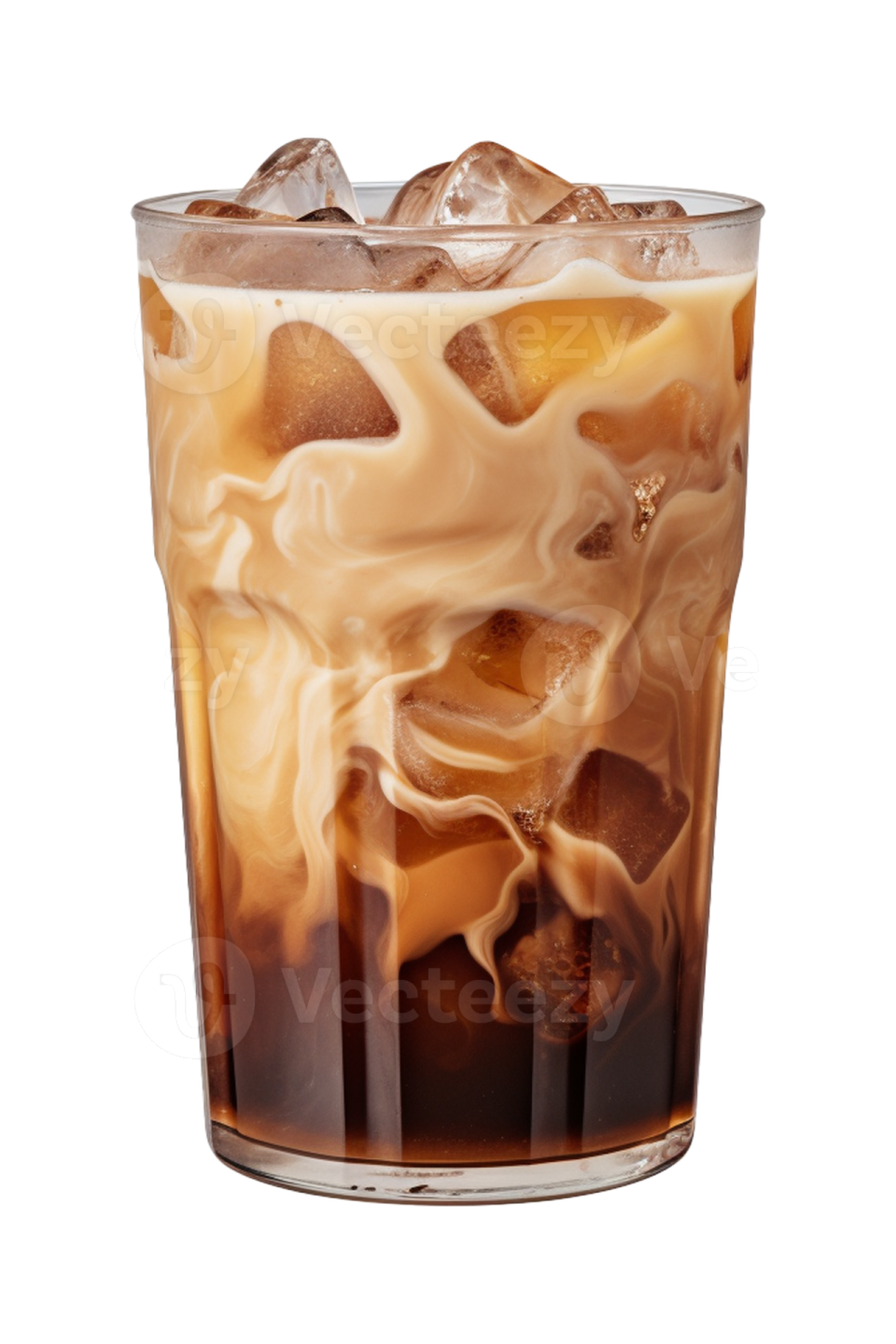a glass of iced coffee with ice