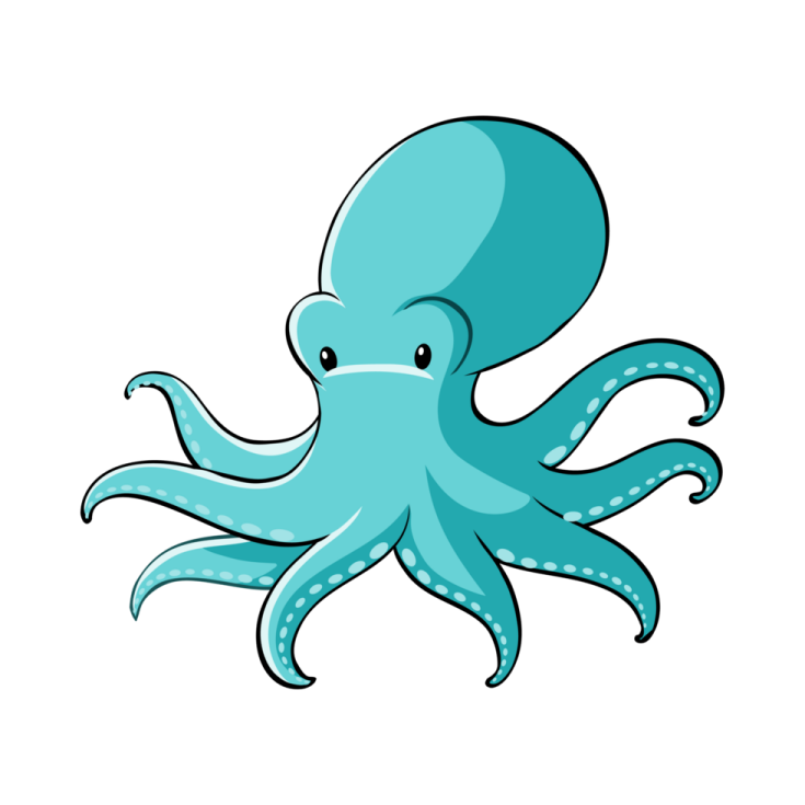 a blue octopus with an open mouth