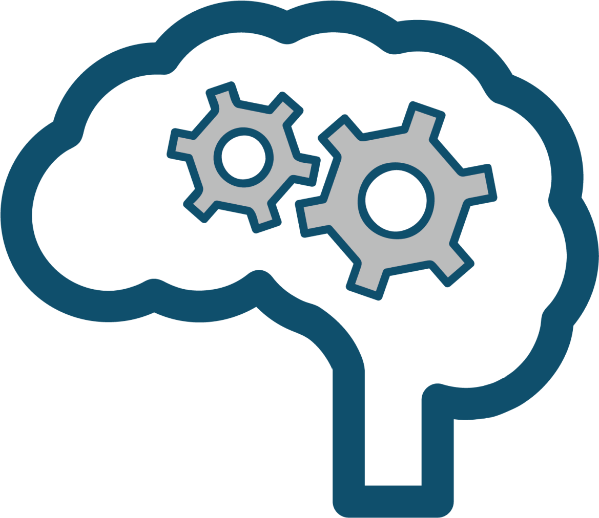 a brain with gears on it