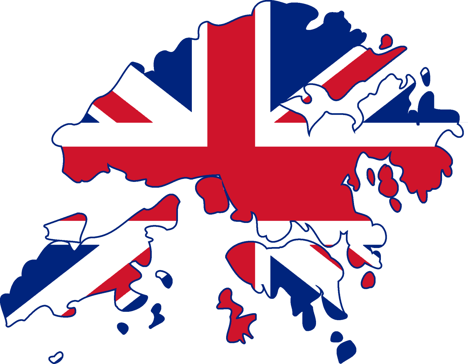 a map with the british flag on it