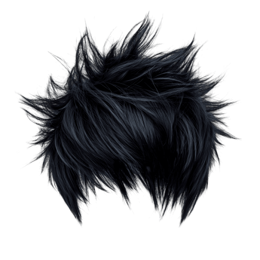 a black wig on a white background