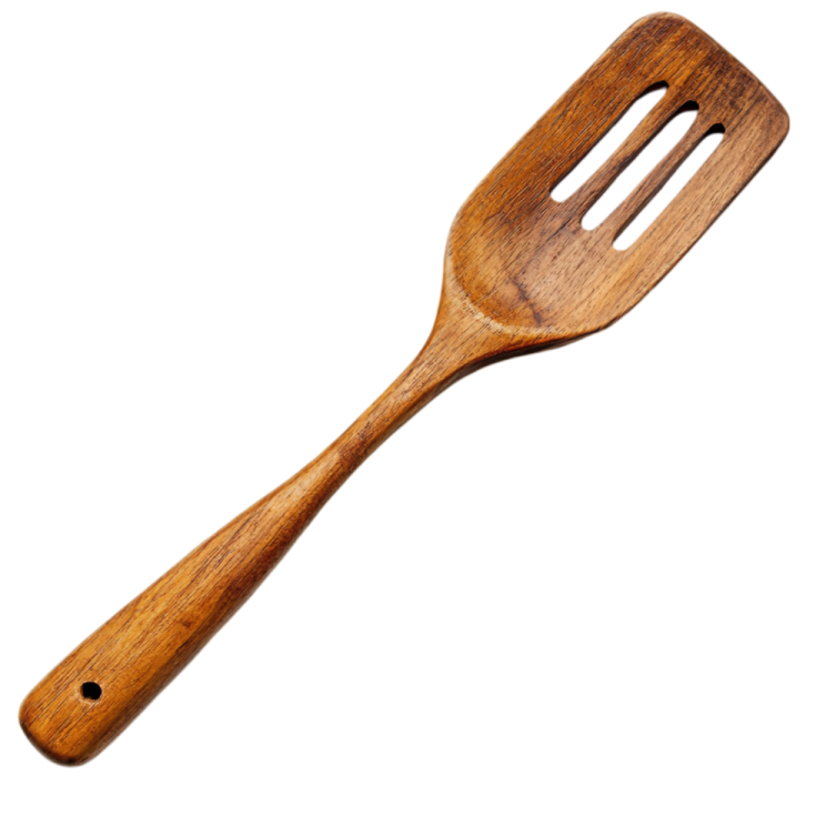 a wooden spat on a white background