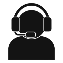 a black and white icon of a person wearing headphones
