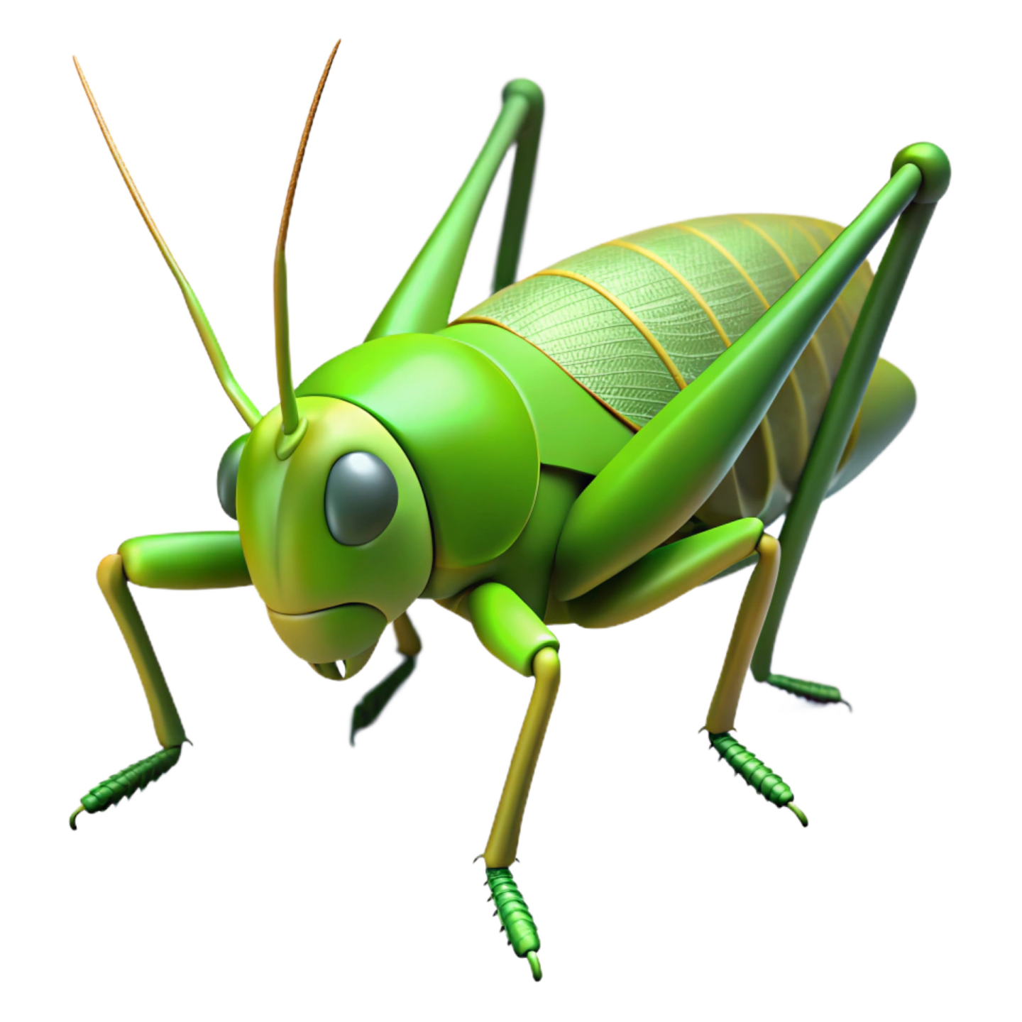 a green grasshopper on a white background