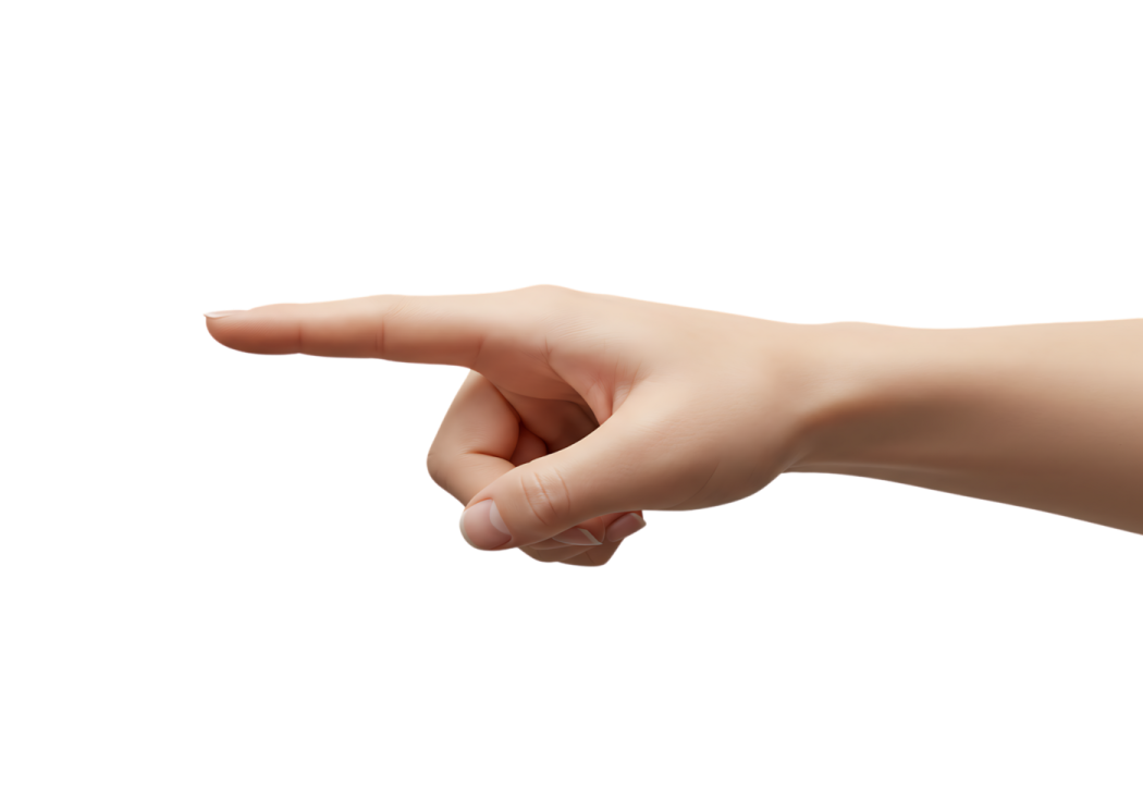 a person's hand pointing at something