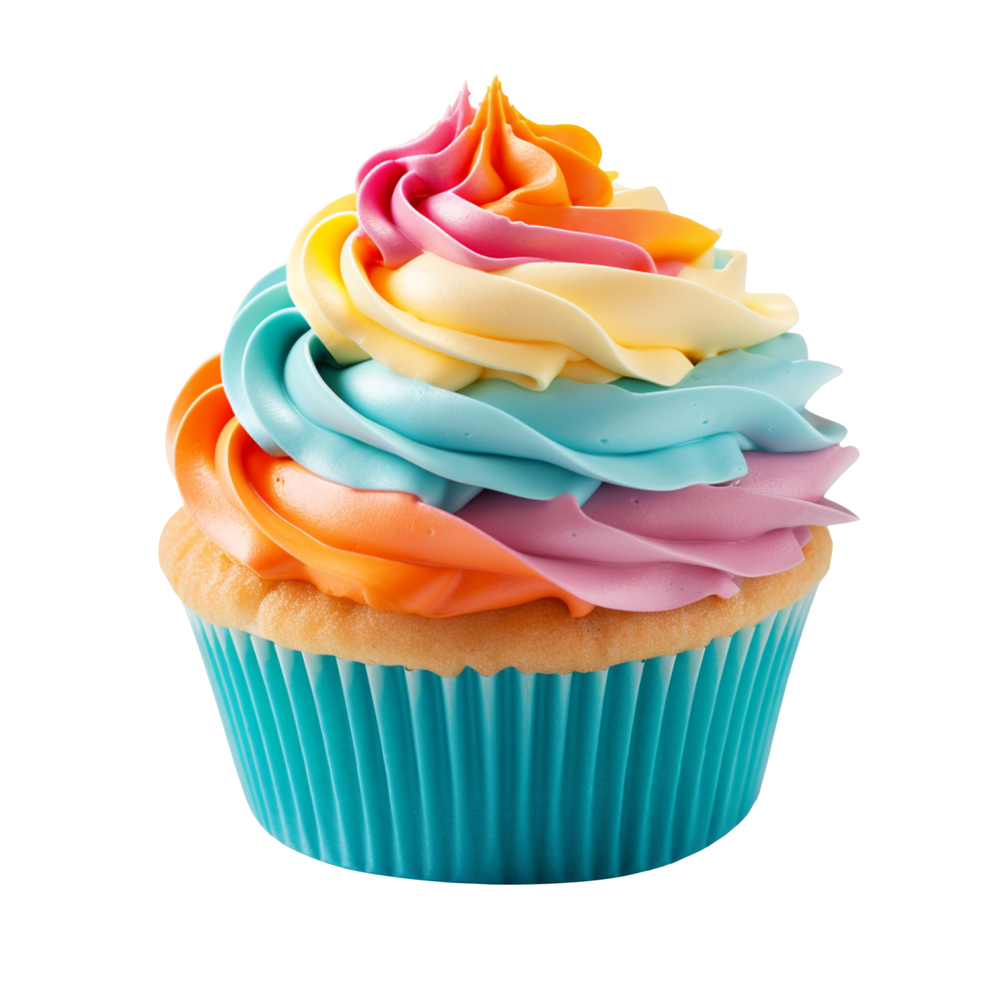 a cupcake with colorful frosting on top