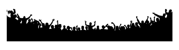 a black and white silhouette of a crowd of people