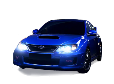 a blue car on a white background