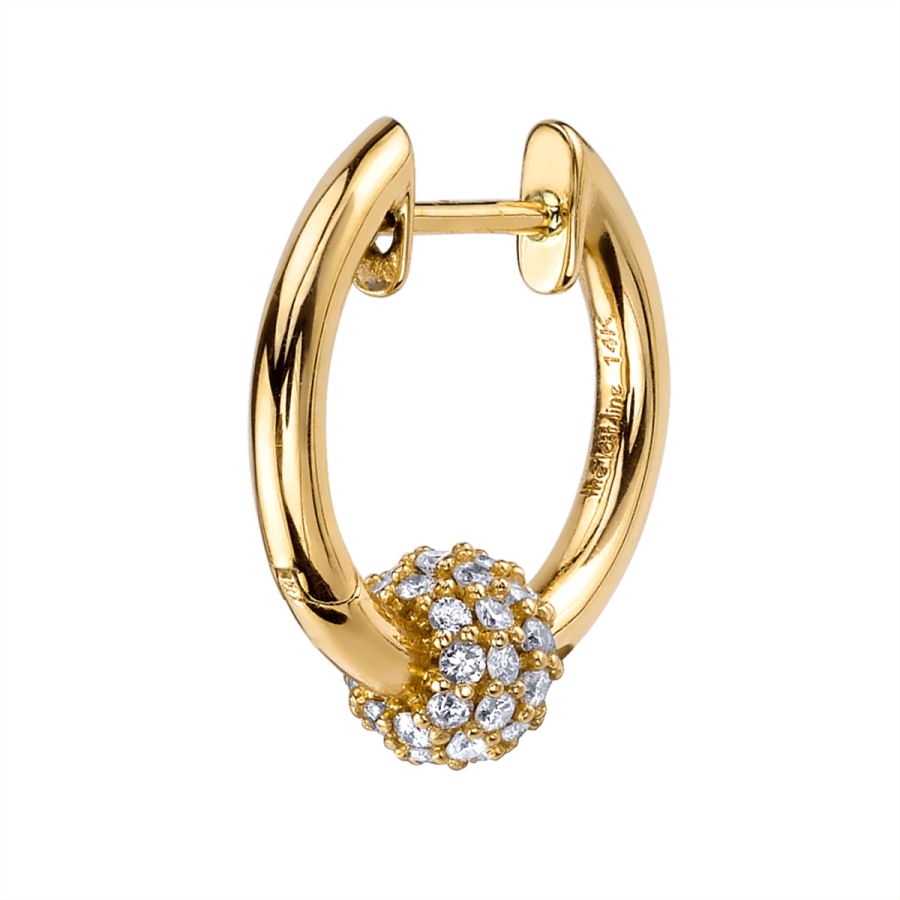 a pair of yellow gold hoop earrings with diamonds