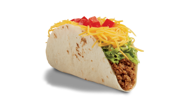 a taco burritoa with cheese and lete