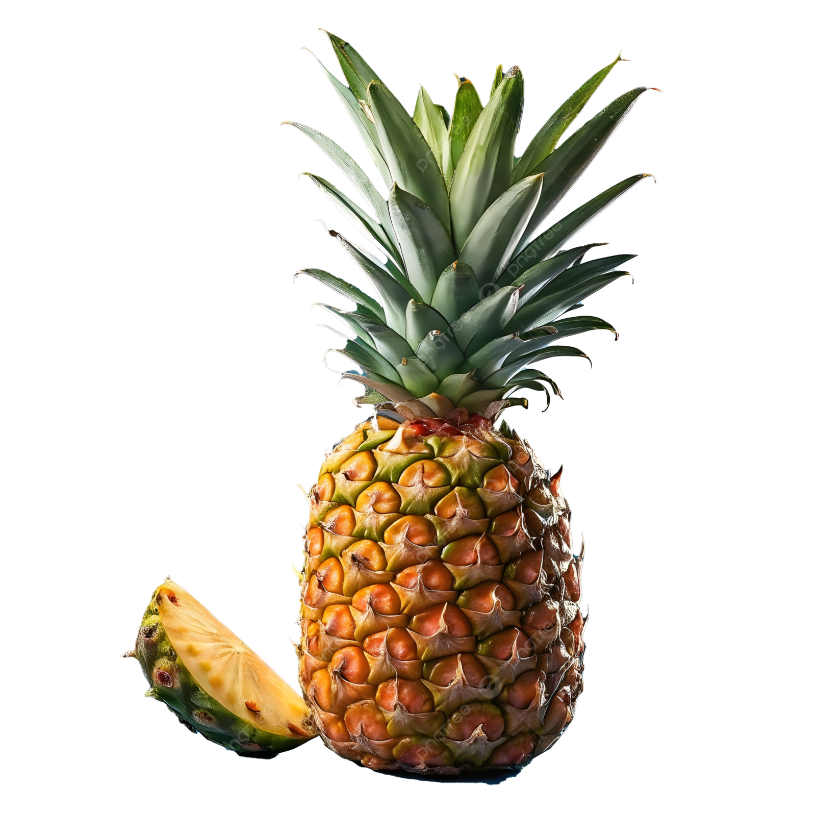 a pineapple cut in half on a white background