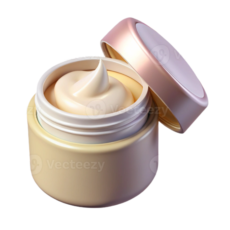 a jar of cream on a white background
